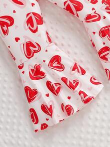 1件装女童情人节爱心图案无袖连体裤，夏季