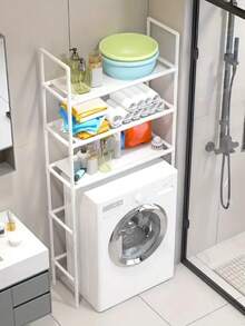 三层金属节省空间置物架,马桶上方置物架,浴室转角收纳架,浴室置物架,落地式马桶架,浴室盥洗台置物架,免钻孔洗衣机置物架,水槽收纳架,浴室塔式置物架,黑白浴室配件 - 彩色 - 查看 6