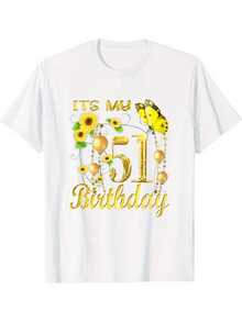 Womens 51st Birthday Party T Shirt Glittery Golden Its My 51st Birthda-2 (2) - White - View 1