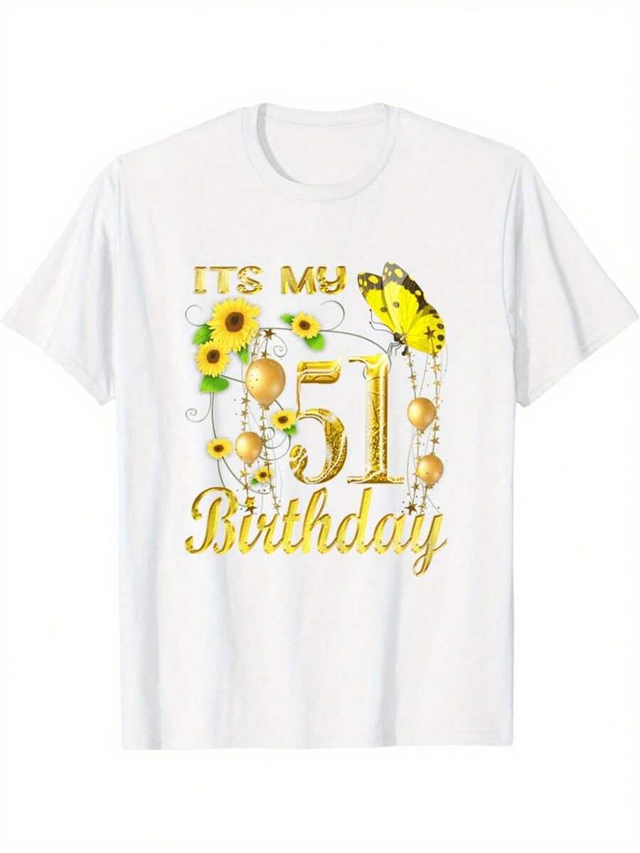 Womens 51st Birthday Party T Shirt Glittery Golden Its My 51st Birthda-2 (2) - White - View 1