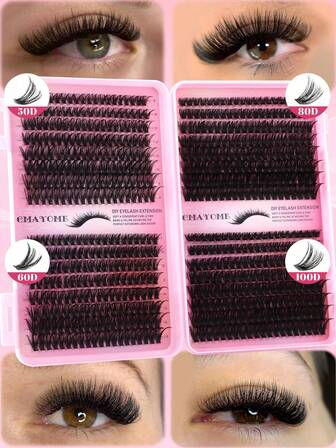 640/621 st ögonfransförlängningskit, D Curl 10D+20D+30D+40D/50D+60D+80D+100D/80D+100D+120D+150D gör-det-själv ögonfransförlängning minkfransar - Premium D Curl naturlig krullning individuella fransförlängningskit - återanvändbar, lätt att använda, franskluster, individuella fransar, lösögonfransar, slumpmässig förpackning