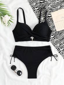 RWX VEST Modern Plus Size Bikini With High Waist Design 2025 XX559 - 黑色 - 查看 1
