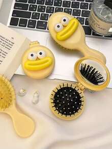 1个香肠嘴造型梳子，新款可爱卡通多巴胺粉色大嘴香肠奶酪气垫梳，小巧便携迷你气垫按摩梳镜组合，适合居家、旅行、徒步、口袋化妆镜、家居装饰、旅行用品、婚礼、派对、生日，送给妈妈、爸爸、朋友、老师的最佳礼物，新年礼物，配饰，趣味礼物