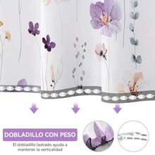 XISH Cortina De Ducha Floral De Tinta Cortina De Ducha Floral Colorida para Baño Juego De Cortina De Ducha De Tela Impermeable Decoración De Baño con 12 Ganchos De 71 X 71 In Flores de Tinta - flores moradas - Ver 3