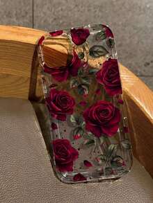 غطاء شفاف للهاتف مطبوع عليه وردة كبيرة، مقاوم للماء والصدمات والخدش - متعدد الألوان - مشاهدة 1