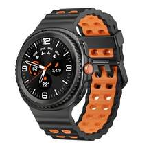 Marine Silicone Sport Band Compatible With Samsung Galaxy Watch 8 Classic 46mm Men Women, Soft Silicone Sport Breathable Band For Galaxy Watch 8 Strap 44mm 40mm,1*Black/Orange - 1*黑色/橙色 - 查看 2