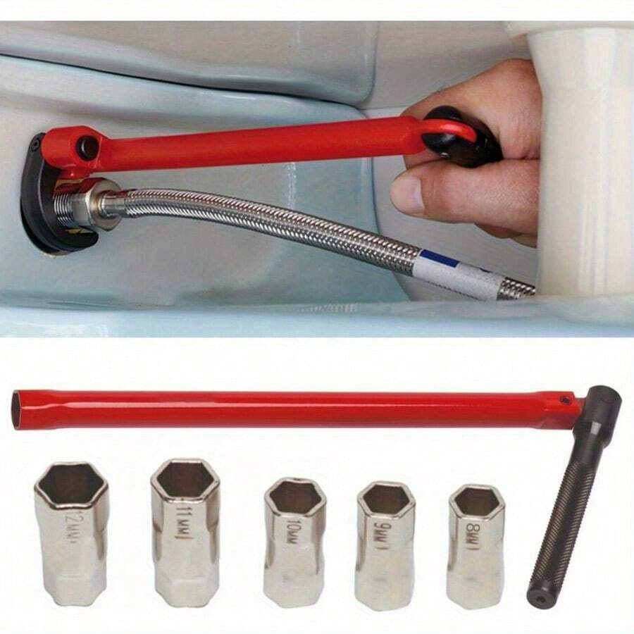 1 Set Red Pipe Wrench, Faucet Wrench, Sink Wrench - Multicolor - View 1