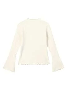 秋冬韩版柔软镂空方领荷叶边针织毛衣，随机布料 - 杏色 - 查看 3