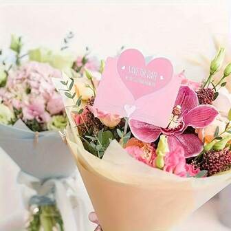 20/40/80 piezas Clips para tarjetas florales, Clips para tarjetas de plástico transparente con forma de corazón para arreglos de ramos, manualidades, fiestas de boda, embalaje de cumpleaños, decoración del Día de San Valentín y Día de la Madre