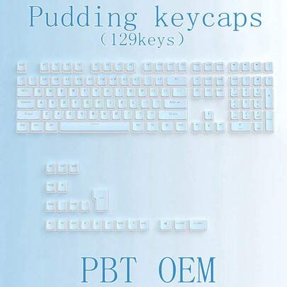 129 Keys Pudding Keycaps, OEM Profile, PBT Double-Shot, Translucent Keycaps Compatible With Most Mechanical Keyboards