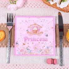 20/40/60pcs,Pink Glitter Floral Princess Carriage Princess-Themed Disposable Napkins,Pink Castle Princess Themed Paper Dinner Tissues | 2-Ply Paper Napkins Ideal For Birthday, Valentine'S Day, And Party Decorations - Multicolor - View 5