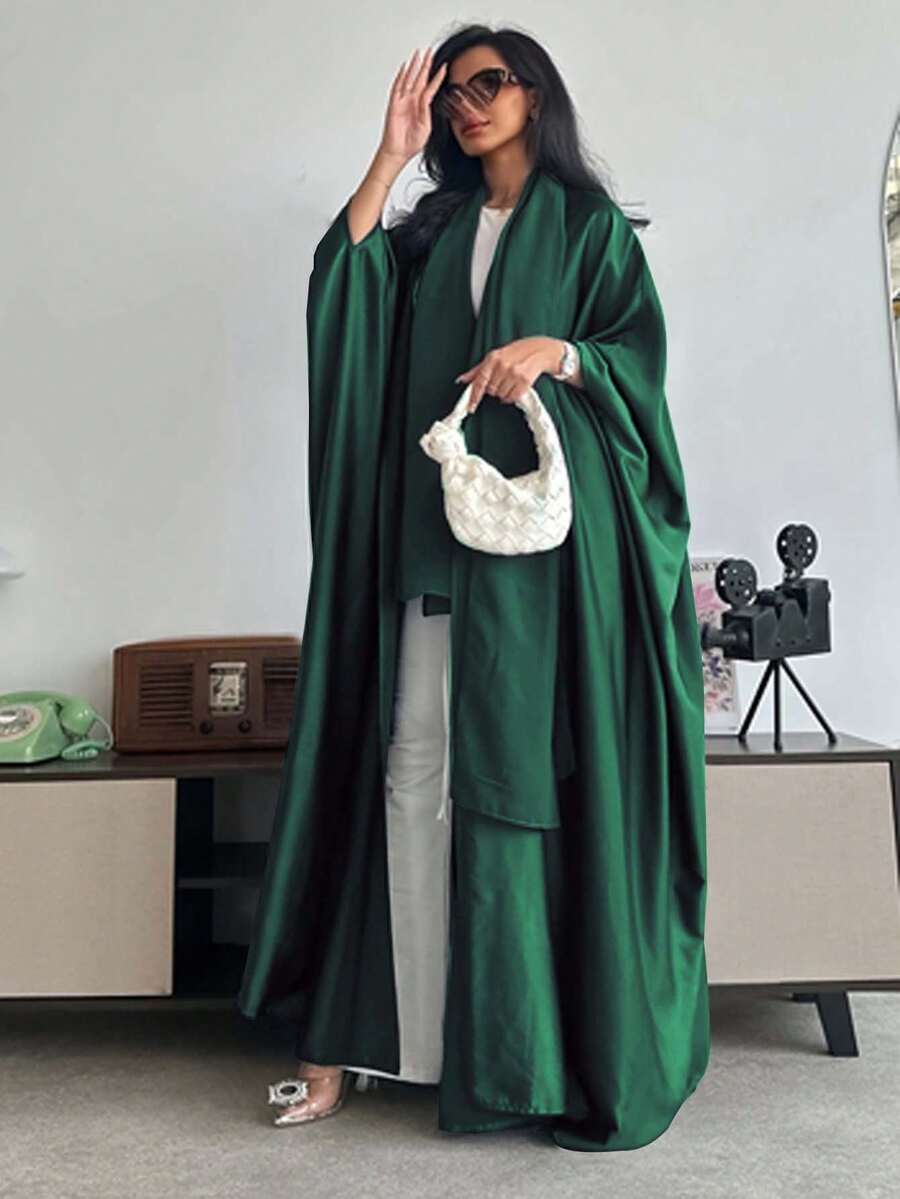 中东风格宽松纯色长袍，蝙蝠袖，配头巾，春季款 Abaya。