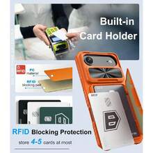 Air Case, Card Holder (4-5 Cards), Sliding Camera Cover, Military-Grade Protection, Rugged And Tough For Women And Men, Waterproof Silicone Protective Case, 37517520 - 紅木色 - 查看 5