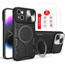 Case For IPhone 14 Plus Capa Case [Not For Carregamento Sem Fios] - With Screen Protector And Built-In Phone Holder - Black,37517415 - Maroon - View 1