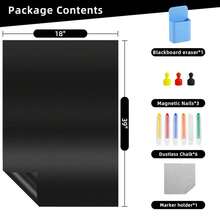 Magnetic Black Dry Erase Board For Refrigerator, 18\ X 39\Chalk Board Contact Paper Decal For Schoolsss, Office, Kitchen Fridge,  Drawing With Dustless Chalk, Holder And Magnets - 18吋x39吋-1包 - 查看 3