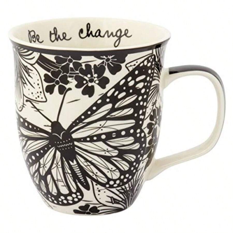 Karma Gifts KA101840A Boho Black and White Mug Butterfly - Mariposa - Ver 1