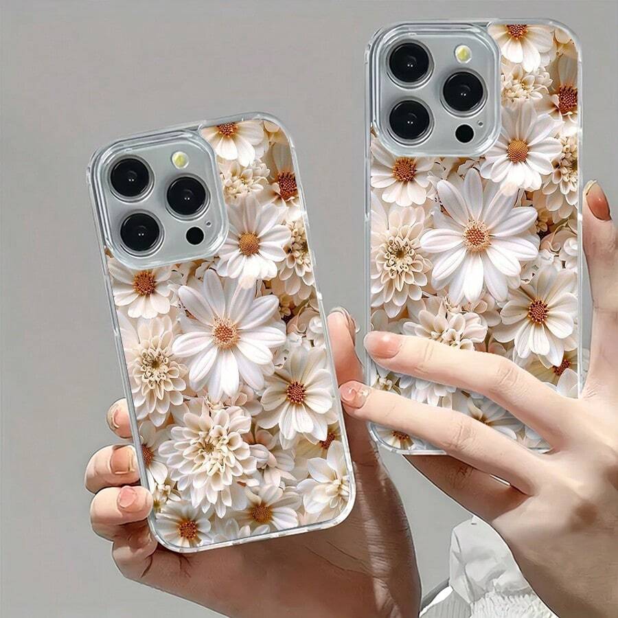 Flores blancas hermosas que florecen en un jardín.Funda de teléfono magnética Funda para teléfono con escena de naturaleza encantada. El regalo perfecto para cualquier ocasión. Compatible con fun - Succión magnética transparente - Ver 1