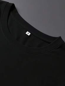 Men's Graphic Print Sports T-Shirt - Minimalist Fashion Pullover Tee, Stretchy Fiber, Lightweight Versatile Top - Black - View 3