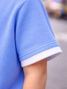 2-Piece Summer Boy's Set - Stylish And Modern T-Shirt And Shorts - Lightweight, Cool, And Comfortable - Màu xanh nhạt - Xem 4