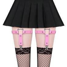 PU Leather Accessories: European And American Harajuku Punk Heart-Shaped Leg Bands, Punk Hip-Hop Leg Rings, Ankle Rings, And Garters