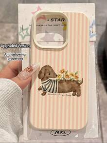 1 pieza Funda de teléfono suave, antideslizante y a prueba de golpes con patrón de perro floral retro lindo y textura de piel de Litchi, adecuada como regalo de cumpleaños, vacaciones para amigos, familiares, parejas, compatible con Apple, teléfonos - Multicolor - Ver 1