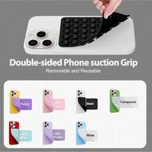 1个硅胶八角形吸盘手机支架，双面硅胶吸盘手机壳支架，免提手机配件强力吸附支架，适用于自拍和视频拍摄，兼容、安卓手机，生日礼物，送给家人、朋友的手机支架，手机支架，兼容、安卓手机，生日礼物，送给家人、朋友的礼物，生日礼物，浴室粘性支架 - 黑色 - 查看 2