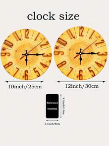 1pc Modern Minimalist Wooden Tree Stump Growth Ring Wall Clock - Silent Swiss Quartz Movement, 10/12 Inch Round Analog Clock With Hands And Gold Numerals, Faux Wood Plastic Frame, Suitable For Bedroom, Living Room, Office, Kitchen - Multicolor - View 6
