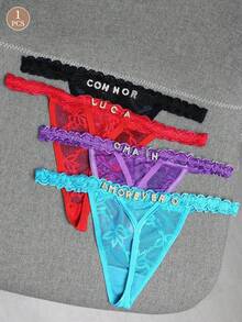 Customized Crystal Letter Sexy Lace Personalized Name Thong Panties, Bikini Tanga Lingerie T-Back Gift For Girlfriend, Wife, Valentine's Day, Christmas, Halloween, Thanksgiving, Birthday. Sequine Colorful Custom,Personalized,Unique,Customized Personalized Gifts For Men/Women,Lingerie,Panties,Underwear,Thongs Ideal Gifts For Her Girlfriend Living Room,Bedroom,For Anniversaries,For Birthdays,For Holiday - 白色 - 查看 1