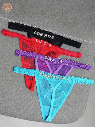 Customized Crystal Letter Sexy Lace Personalized Name Thong Panties, Bikini Tanga Lingerie T-Back Gift For Girlfriend, Wife, Valentine's Day, Christmas, Halloween, Thanksgiving, Birthday. Sequine Colorful Custom,Personalized,Unique,Customized Personalized Gifts For Men/Women,Lingerie,Panties,Underwear,Thongs Ideal Gifts For Her Girlfriend Living Room,Bedroom,For Anniversaries,For Birthdays,For Holiday