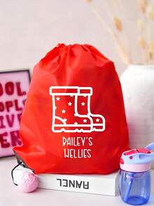 Personalized Shoe Bag, Travel Shoe Bag, Shoe Storage Bag, Customized Name Shoe Bag For Kids, Personalized Drawstring Boot Bag, Kids Rain Boot Bag With Name, Customized Sports Shoe Bag, Kids Shoe Storage