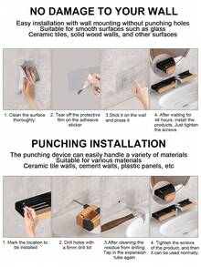 1pc Bathroom Shower Caddy, Wall Mounted Shower Storage Rack, Organizer For Shampoo, Conditioner, Soap, Bathroom Accessories - Multicolor - View 10