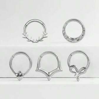 1pc Silvery ASTM F136 Titanium Elegant Nose Studs Hinged Septum Earrings Cartilage Tragus Helix Piercing Jewelry For Women Men Punk Vintage Daily Accessories