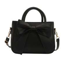 Stylish New Sweet And Fresh Small Square Shoulder/Crossbody Bag With A Bow. - 黑色 - 查看 1