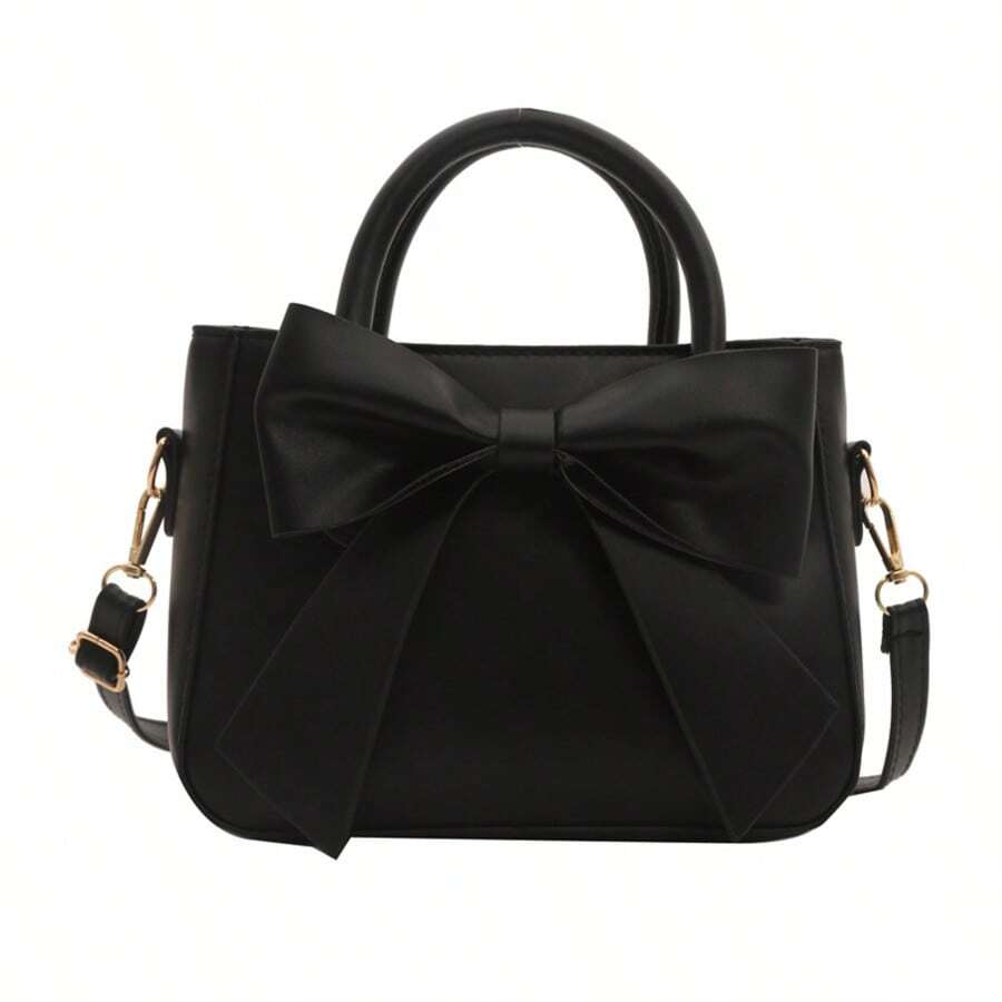 Stylish New Sweet And Fresh Small Square Shoulder/Crossbody Bag With A Bow. - 黑色 - 查看 1
