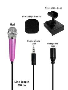 Microphone mini hợp kim nhôm + Chân đế mini bằng nhựa | Microphone hát karaoke / phát trực tiếp / thu âm / vlog đa năng, micro condenser có dây 3.5mm, nhỏ gọn và di động, sử dụng mọi lúc mọi nơi. - Nhiều màu - Xem 5