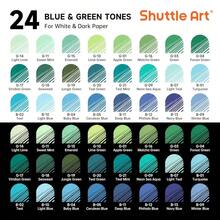 Shuttle Art Colored Pens, 24 Blue & Green Tone Colors Cute Journal Pens 0.6mm Fine Point Colored Gel Pens For Black Paper Adult Coloring Writing Drawing Journaling Note TaFKing Schoolsss Office Home - 24色 - 查看 3