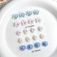 50PCS Flower Nail Art Charms 3D White Blue Roses Camellias Nail Charms DIY Resin Floral Accessories Nail Art Rhinestones Colorful Beauty Floral Nail Supplies For Spring Women Manicure Decor,Gray - 灰色的 - 查看 7
