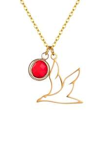 1 pièce Collier pendentif oiseau en acier inoxydable plaqué or 18 carats pour femme, pendentif pierre de naissance de décembre, collier commémoratif de l'oiseau de la liberté, convient pour l'anniversaire, l'anniversaire de mariage, cadeau de demoiselle d'honneur, cadeau de la Saint-Valentin - Doré - Voir 20