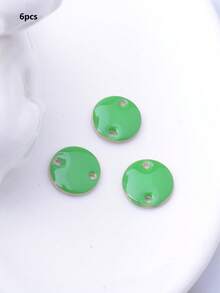 6pcs Copper Double Hole Round Bead Connector Enamel Earrings & Pendant