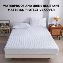 belibuy Juego de 2/3 piezas, sábana ajustable impermeable multicolor, protector de colchón impermeable, incluye sábana ajustable y funda de almohada, funda protectora antideslizante de cobertura total. - Gris - Ver 3