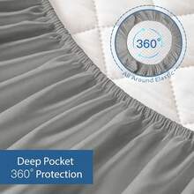 belibuy Ensemble 2/3 pièces, drap-housse imperméable multicolore, protège-matelas imperméable, comprenant drap-housse et taie d'oreiller, antidérapant, housse de protection intégrale. - Vert sapin - Voir 9