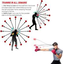 Boxing Reflex Ball Headband Set,React Reflex Balls On String, Boxing Equipment Punching Ball Great For Hand Eye Coordination Punching Speed And Fight Reaction - 紅色 - 查看 9