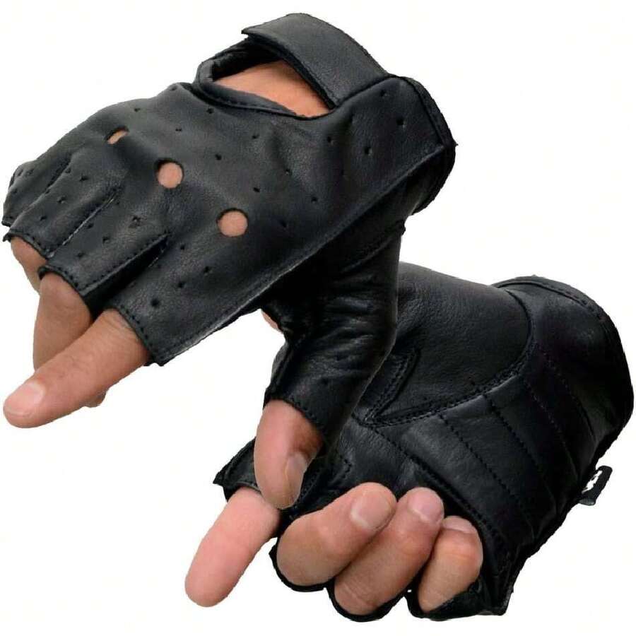 Shaf International - Guantes sin dedos para hombre, cuero y elastano, Negro, X-large,37488469 - Marrón Mocha - Ver 1