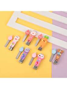Adorable Cartoon Animal-Shaped Nail Clippers And Nail File Set, Macaron Colour Palette, PVC Cartoon Designs, A Seasonal Nail Care Gift Box Suitable For Everyday Use.