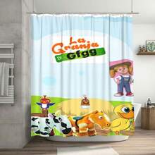 La Granja De Gfgg Shower Curtain - Vibrant Farm-Themed Design With Cartoon Animals & Characters, Durable Polyester With Eye Hooks, Machine Washable, Perfect For ' Bathrooms & Playrooms, Playroom Decor | Cartoon Animal Theme | Durable Polyester, Farmhouse Bathroom Decor - Mixed Colors - View 6