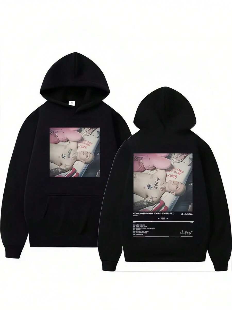 Rapper Lils Peepss Album Graphic Hoodie High Quality Fashion Pullover Sweatshirt Men Women Retro Hip Hop Oversized Hoody Streetwear - 黑色 - 查看 1