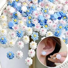 50PCS Flower Nail Art Charms 3D White Blue Roses Camellias Nail Charms DIY Resin Floral Accessories Nail Art Rhinestones Colorful Beauty Floral Nail Supplies For Spring Women Manicure Decor,Gray - 灰色的 - 查看 3