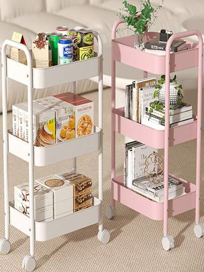 This 5-Tier/4-Tier/3-Tier Storage Rack With Wheels And Handles Is Suitable For Storing Holiday Gifts, Saving Space, And Easy To Disassemble. It Can Be Used In Corners, Bedrooms, Bathrooms, Kitchens, Entryways, Living Rooms, And Balconies. It Is Very Convenient To Move, Disassemble And Assemble. It Can Be Used To Efficiently Organize And Store Snacks, Books, Toys And Other Household Items.