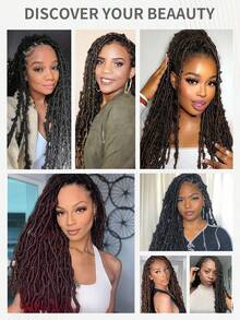 Peruca de Renda Completa de 30 Polegadas, Tranças Sem Nós, Cabelo da Moda Encaracolado, Tranças Dreadlock, Peruca Sintética de Renda Completa com Cabelo Curto para Mulheres, Trançada para Peruca Tecida, Preta, Ombré Preta e Marrom, Borgonha, Multicolorida para Uso Diário, Festa, Feriado e Festival de Música, Halloween - Preto - Visão 9