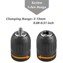 4pcs/Set,Drill Chuck Set,1/2 Inch Hex Socket Drill Bit Chuck,Self-Locking Keyless Drill Bit,Metal Drill Chuck Converter,Suitable For Electric Wrenches,From 2.0mm/0.08in To 13mm/0.51in Bits - Black - View 6